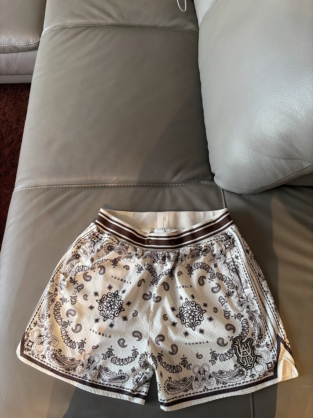 YOUNGLA Bandana Print Mesh Shorts