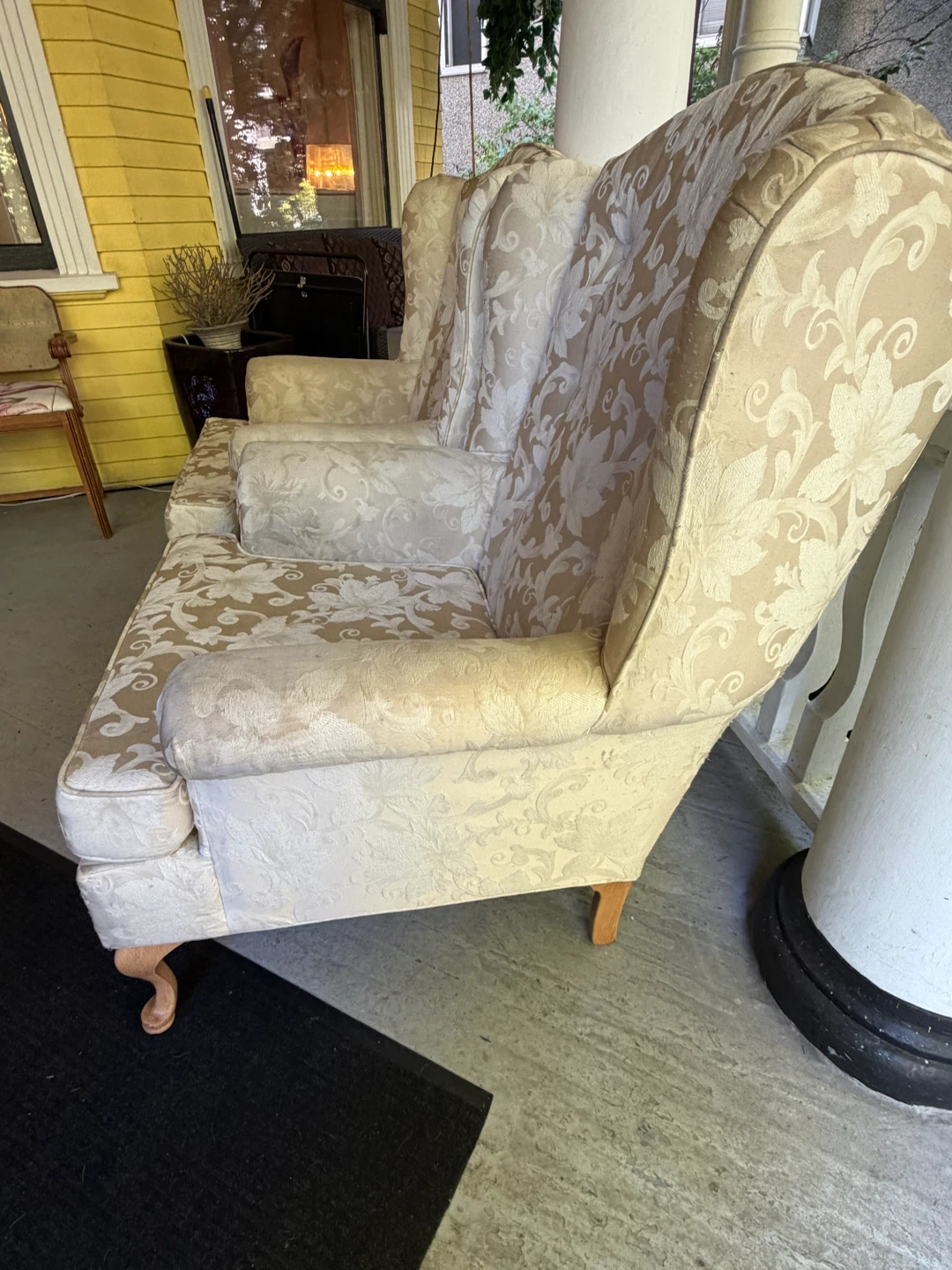 Cream Floral Wingback Armchairs (Set of 2) - photo 2