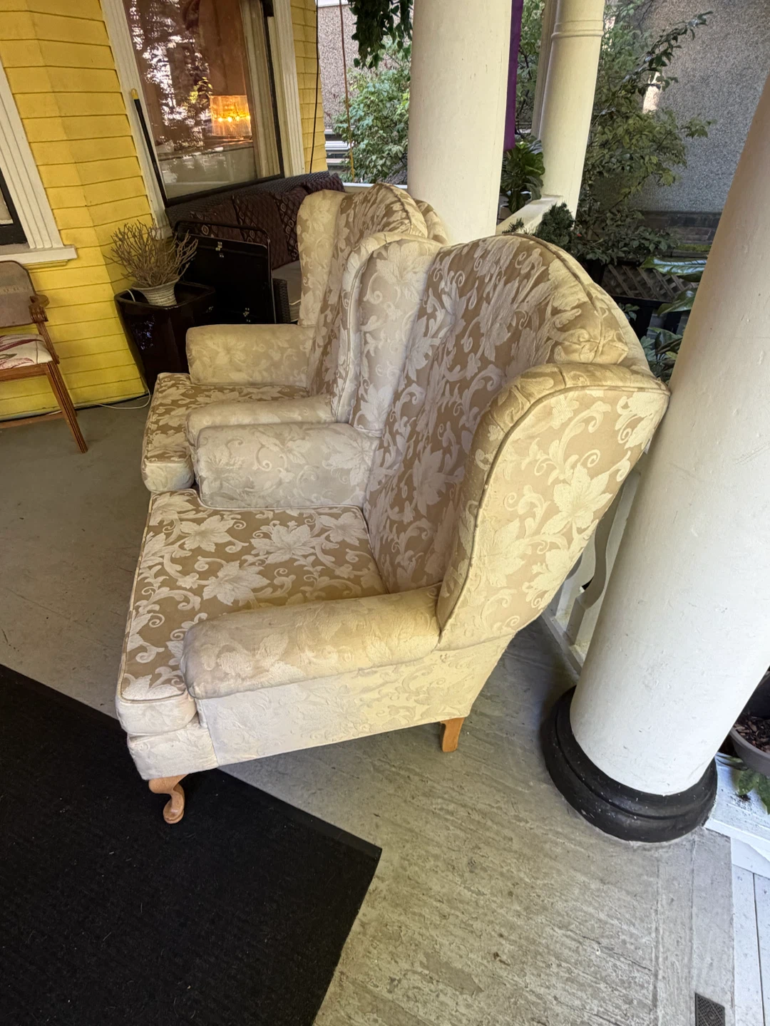 Cream Floral Wingback Armchairs (Set of 2) - photo 3