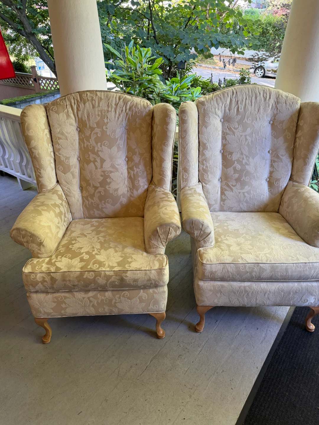Cream Floral Wingback Armchairs (Set of 2) - photo 4