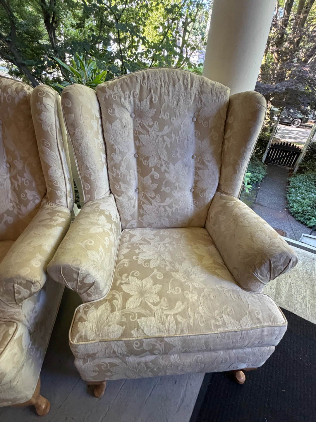 Cream Floral Wingback Armchairs (Set of 2) - photo 5