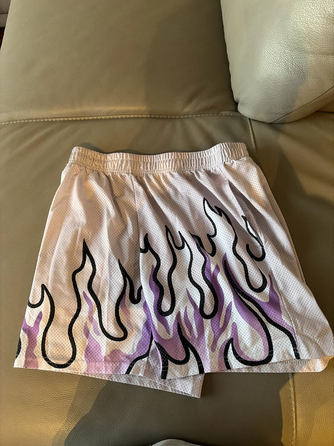 Mesh Shorts with Flame Design
