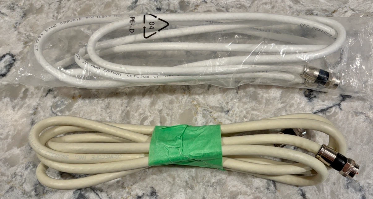 6ft White and Cream Coax Cable ($5 each)