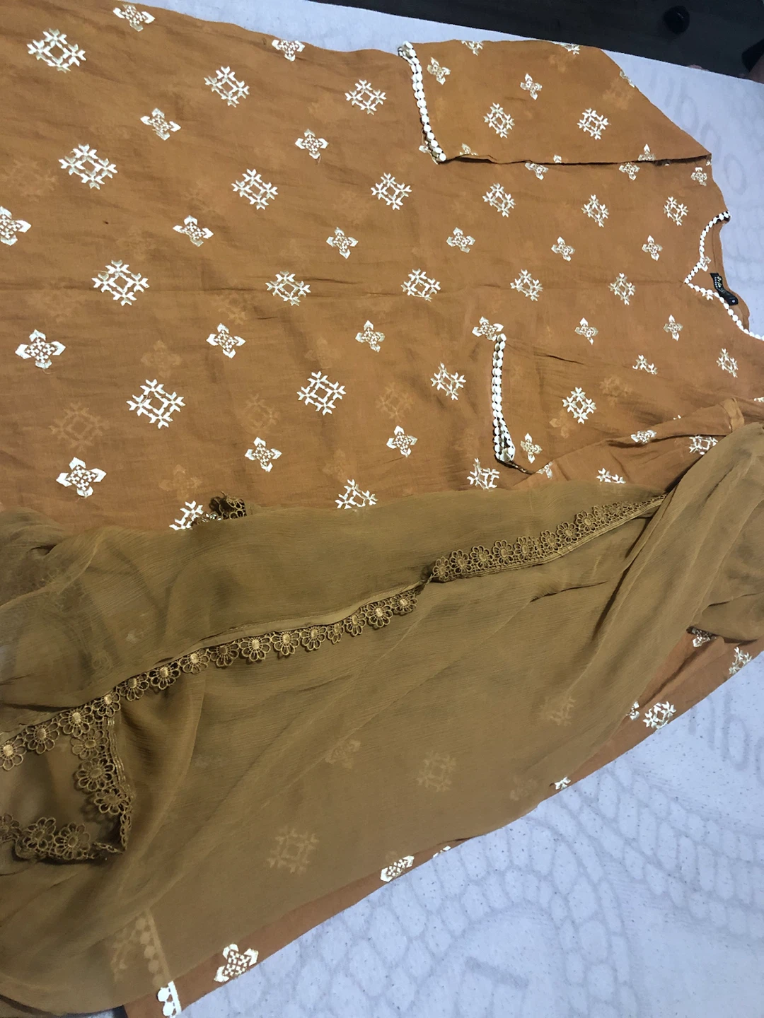 Brown Kurti and Pants Set with Dupatta