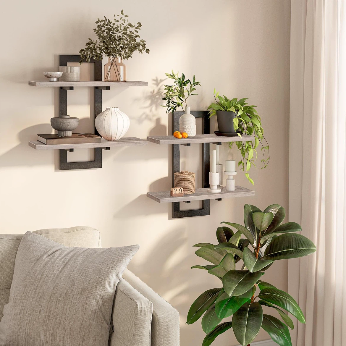Brand New-HOOBRO Floating Shelves Set of 2 - Greige - photo 5
