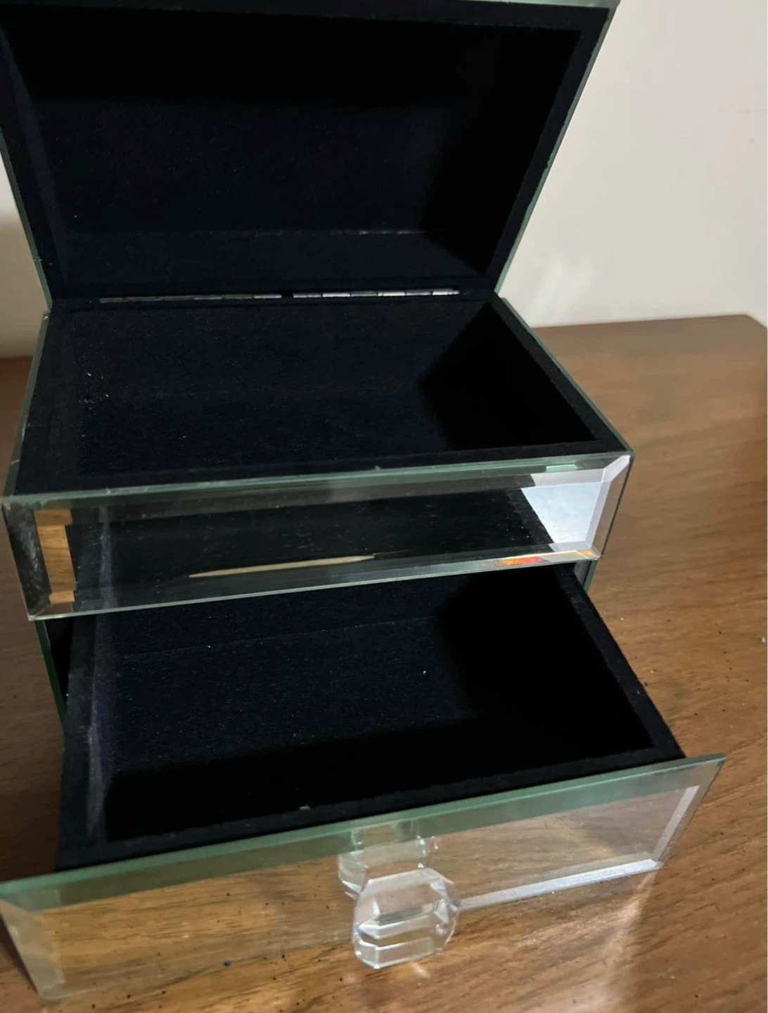 New-Mirrored Glass Jewellery Box with Drawer - photo 2