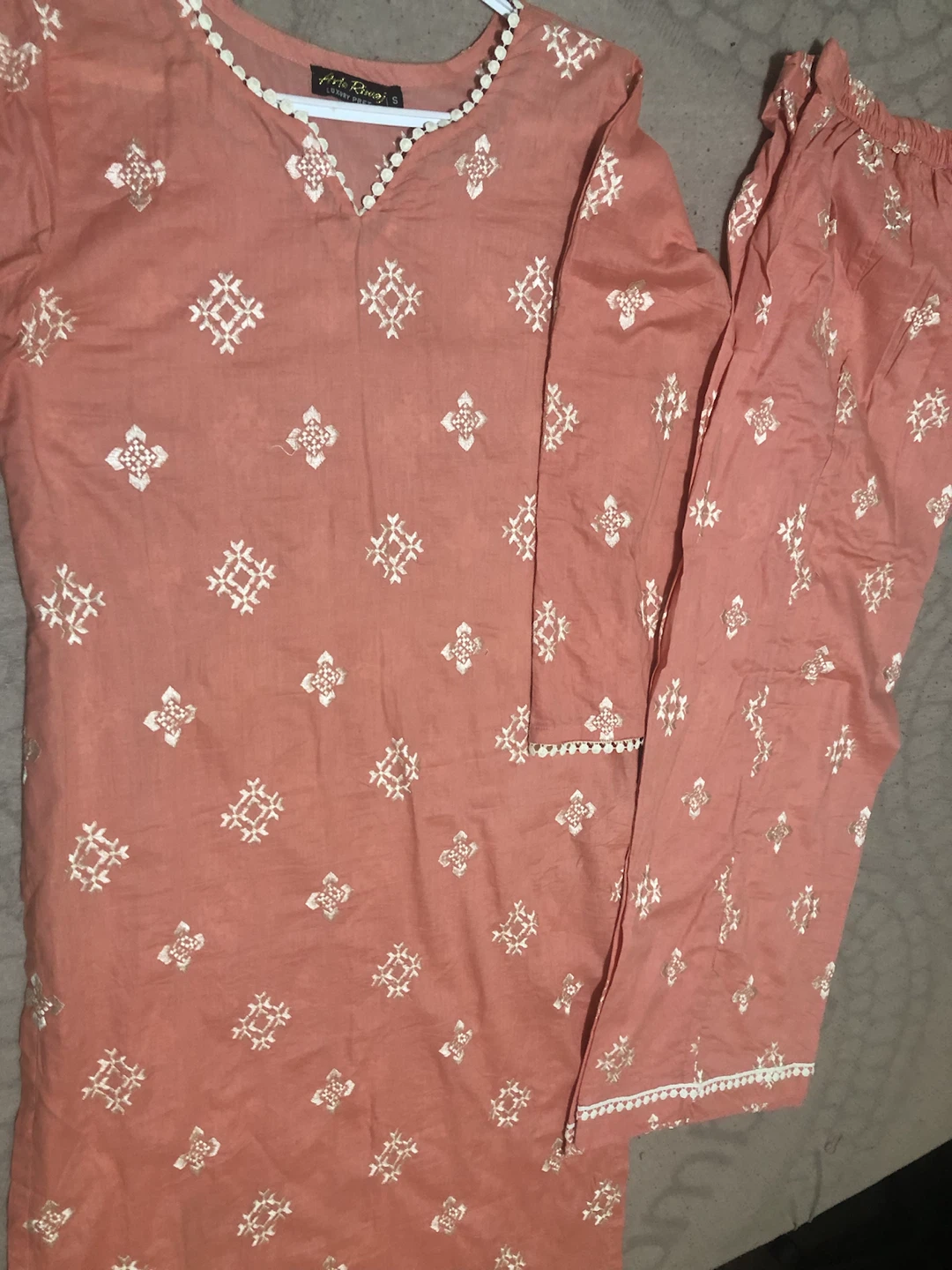 Pink Embroidered Kurti and Pants Set
