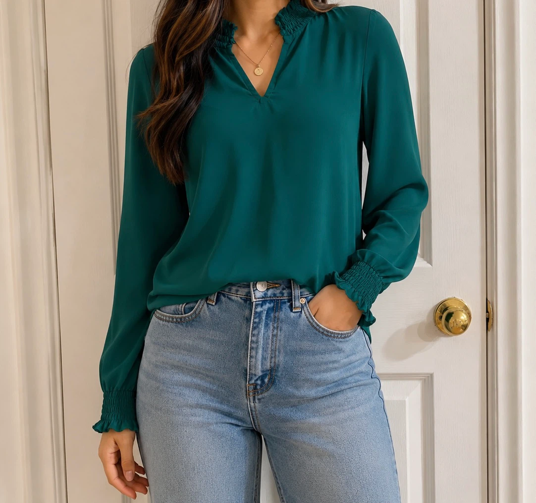 Aritzia Babaton Deep Forest Green Blouse Top - photo 2
