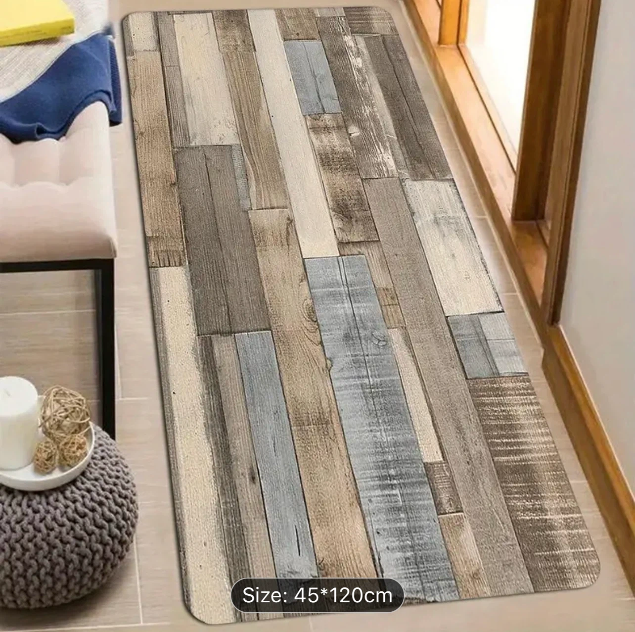 New-Wood Plank Design Area Rug Runner 45x120cm