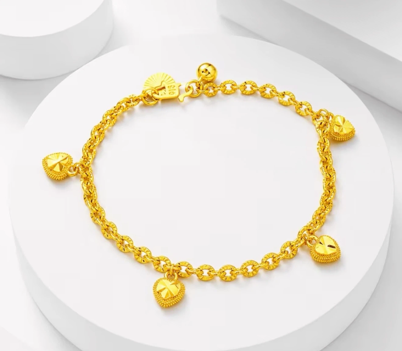 18K Gold Plated Heart Charm Bracelet - photo 2