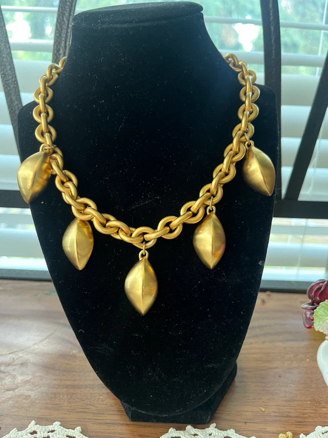 Vintage Anne Klein Gold Tone Statement Necklace