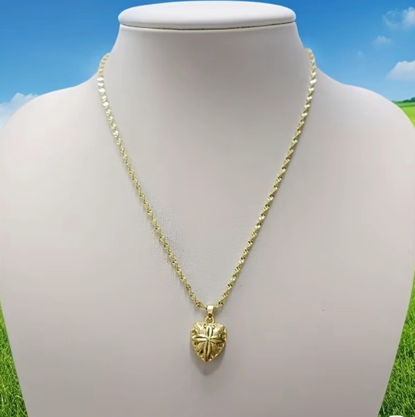 24K Plated Gold Heart Pendant Necklace