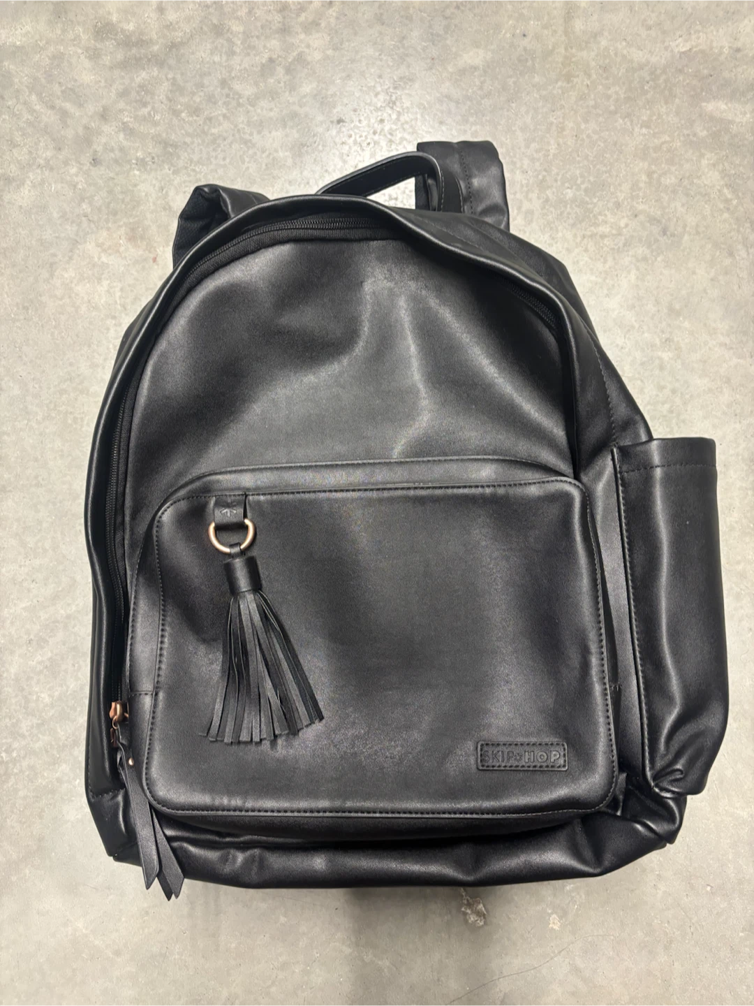 Skip Hop Black Faux Leather Backpack