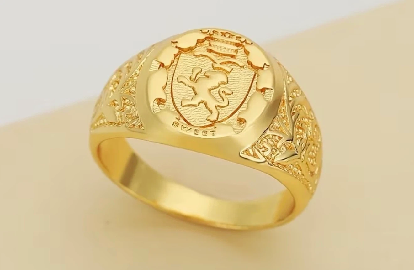 18K Plated Gold Tone Signet Ring