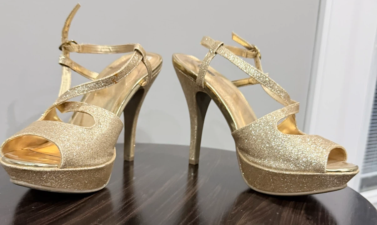 Gold Glitter Platform Heels