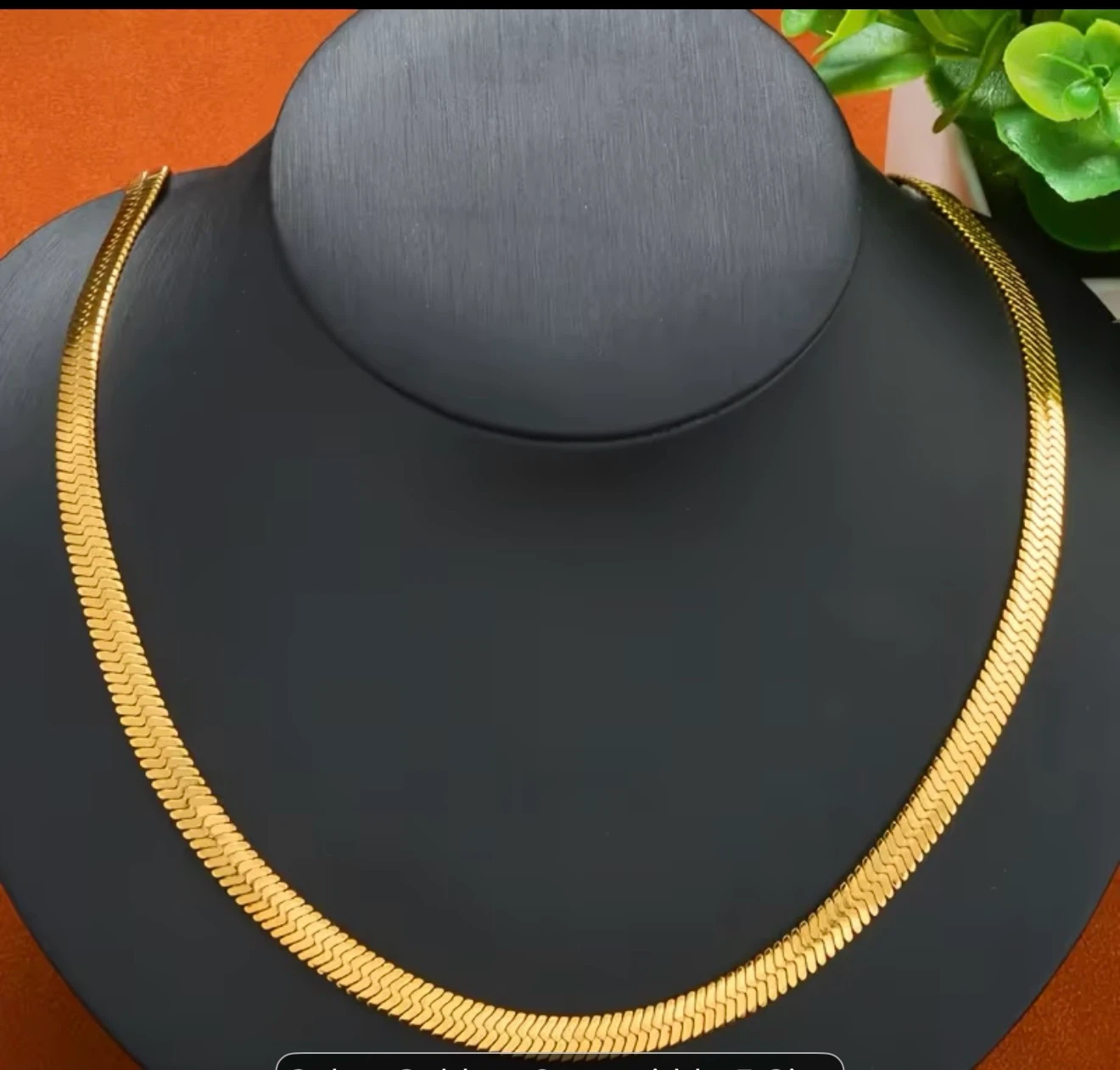 Gold Herringbone Chain Necklace