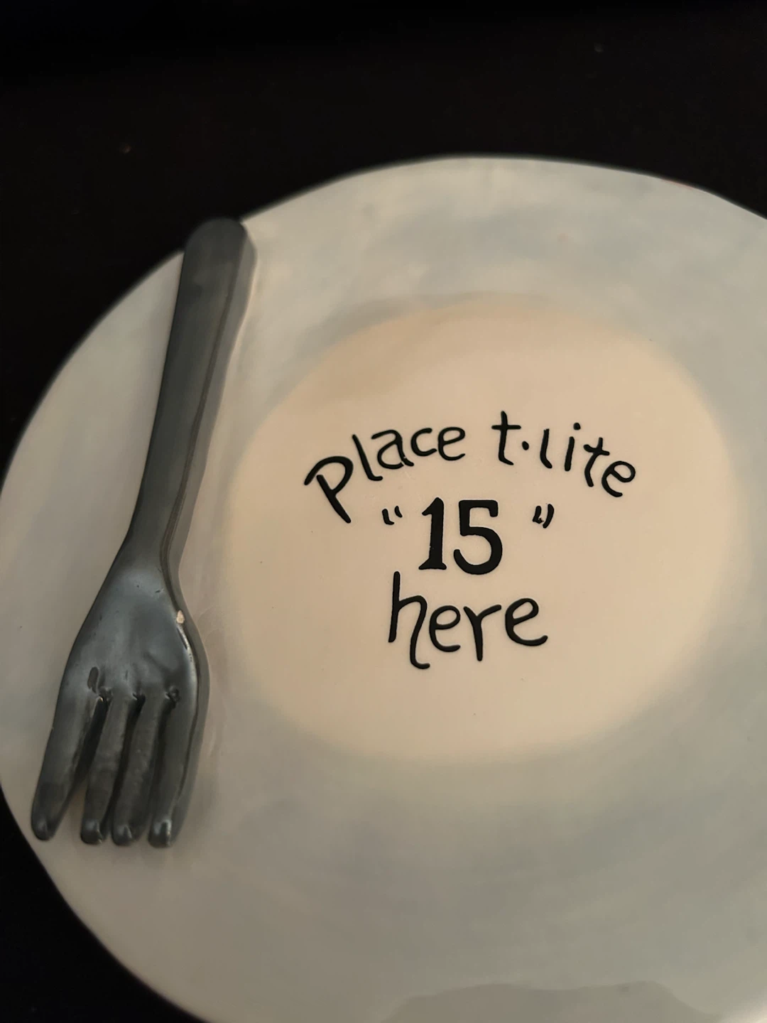 Collectible Blue Sky Clayworks "Place t-lite “15” here” plate