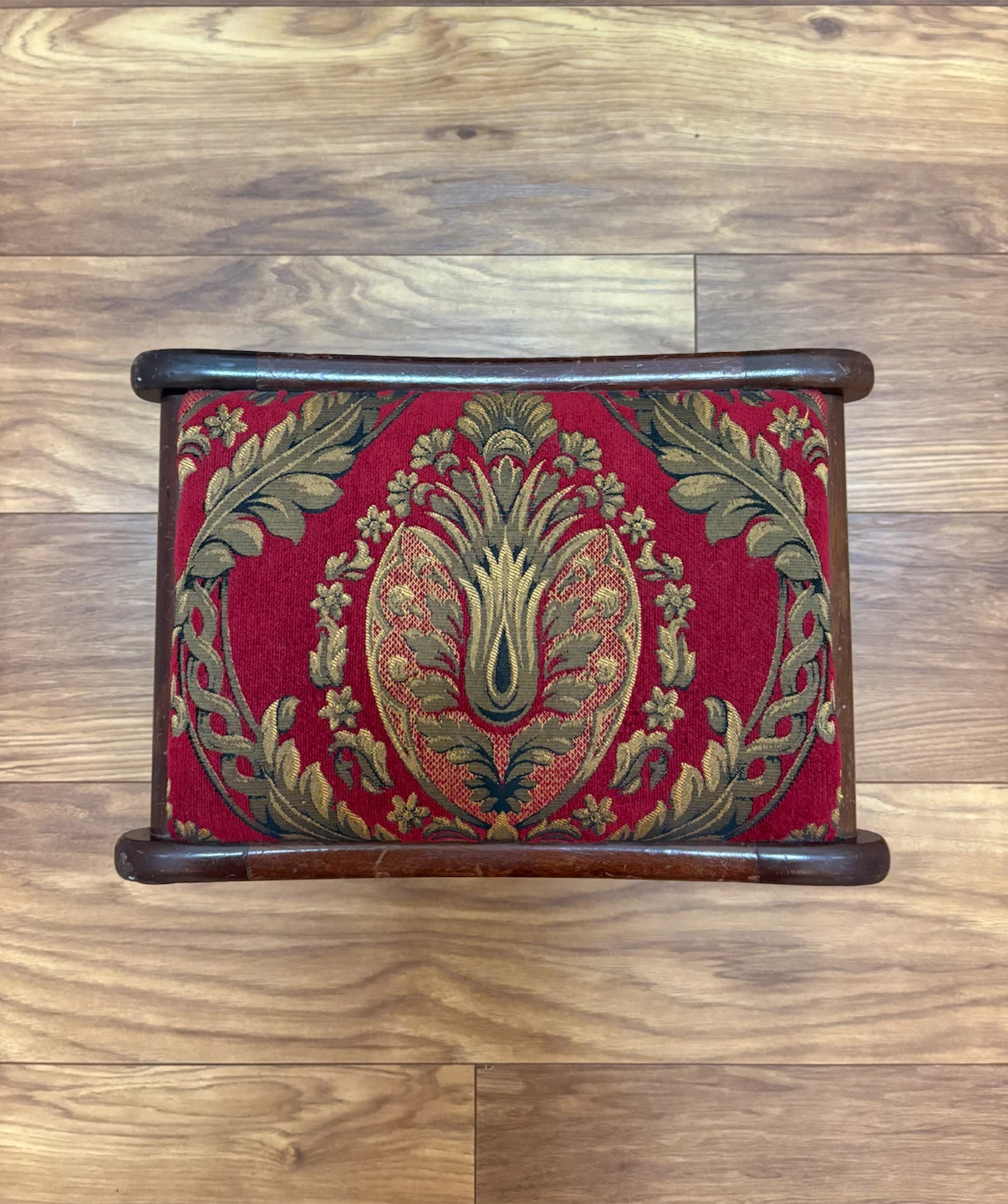Antique Carved Wooden Step Stool Chair with Upholstery - photo 2