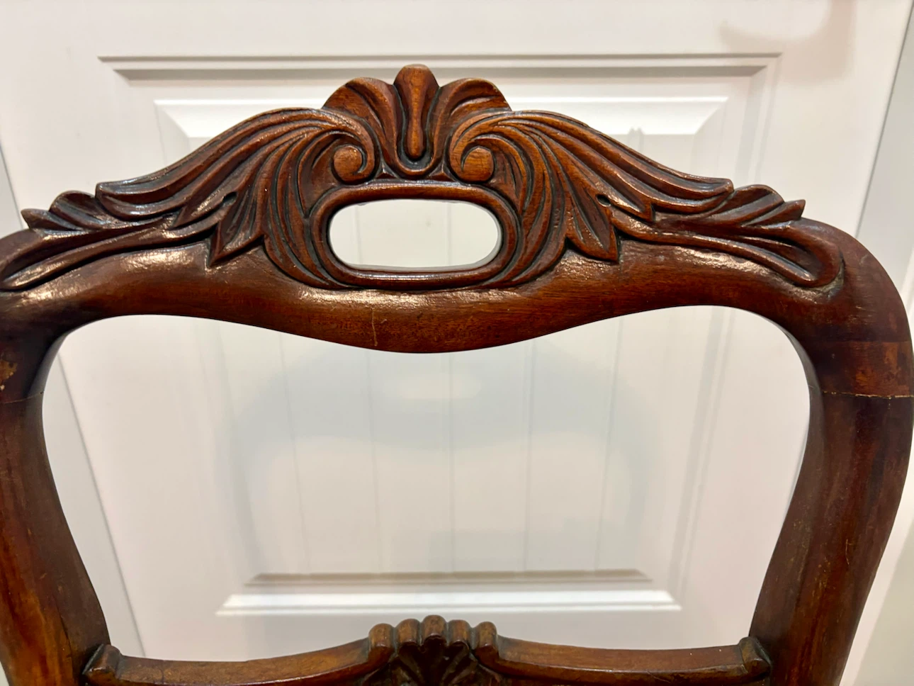 Antique Carved Wooden Step Stool Chair with Upholstery - photo 3