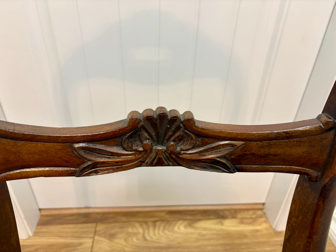 Antique Carved Wooden Step Stool Chair with Upholstery - photo 4