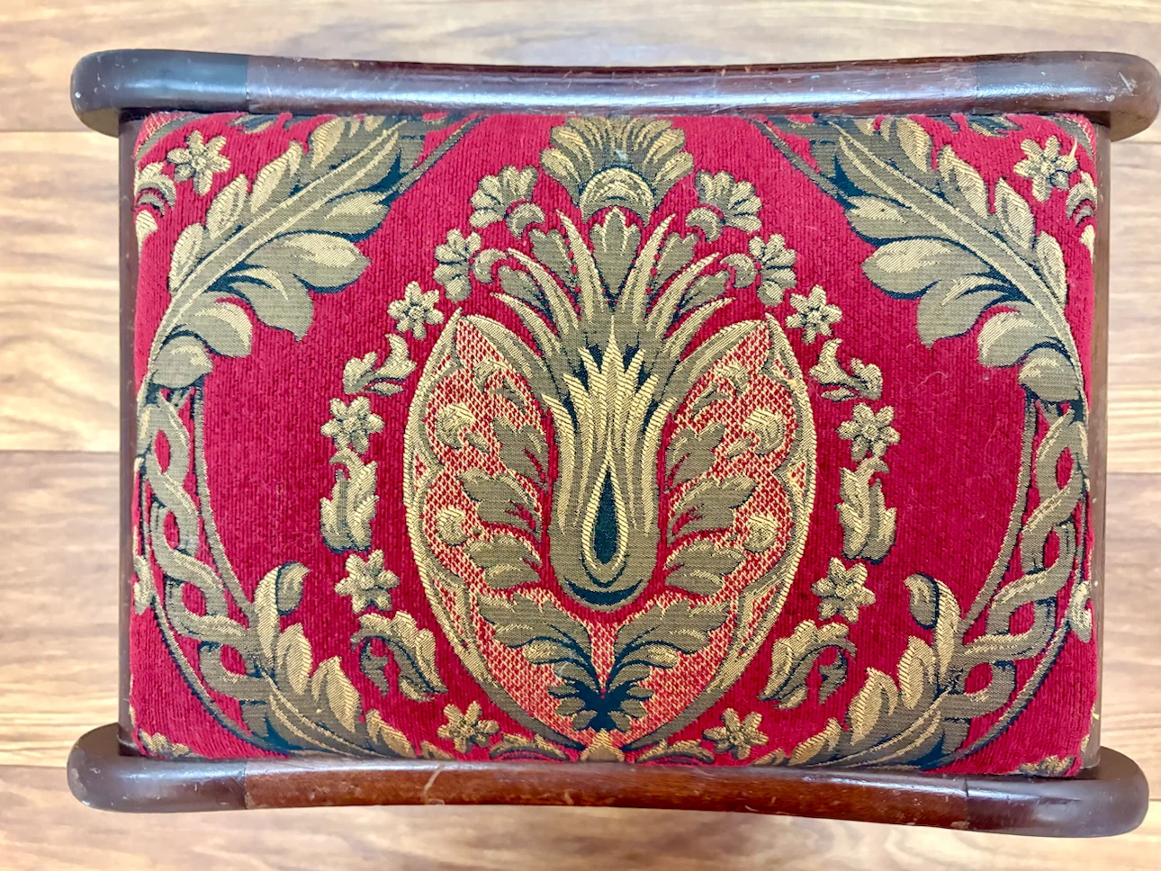 Antique Carved Wooden Step Stool Chair with Upholstery - photo 5