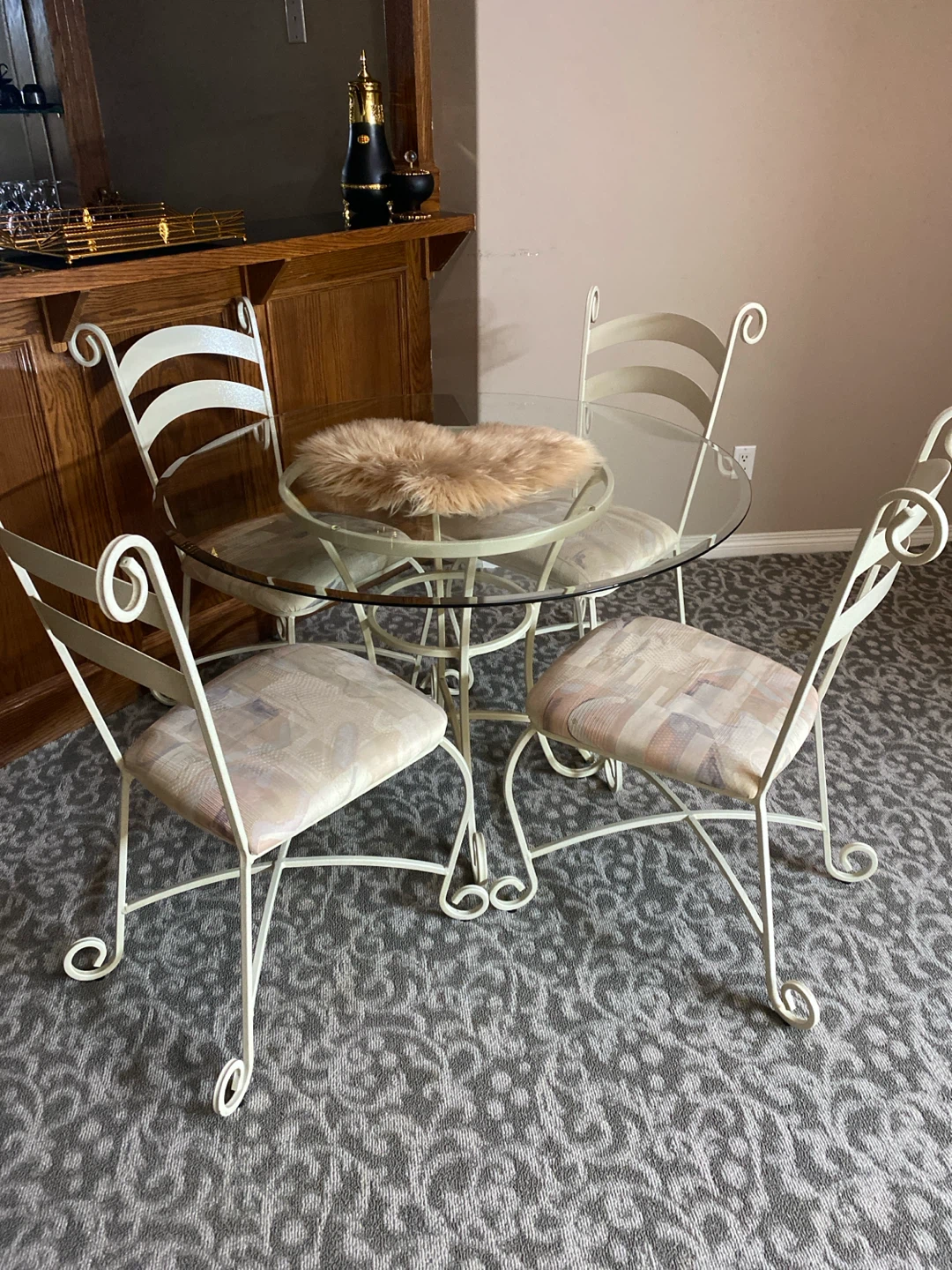 Glass Top Bistro Set with 4 Chairs