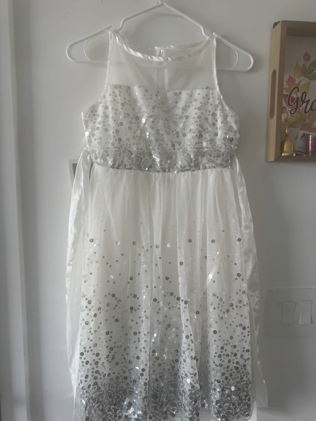 Crystal Doll White Sequin Dress Size 14