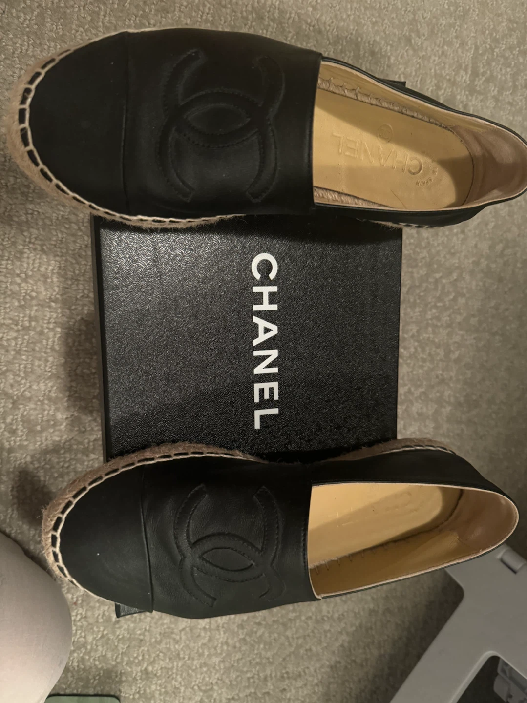 Chanel Black Leather Espadrille Flats - photo 2