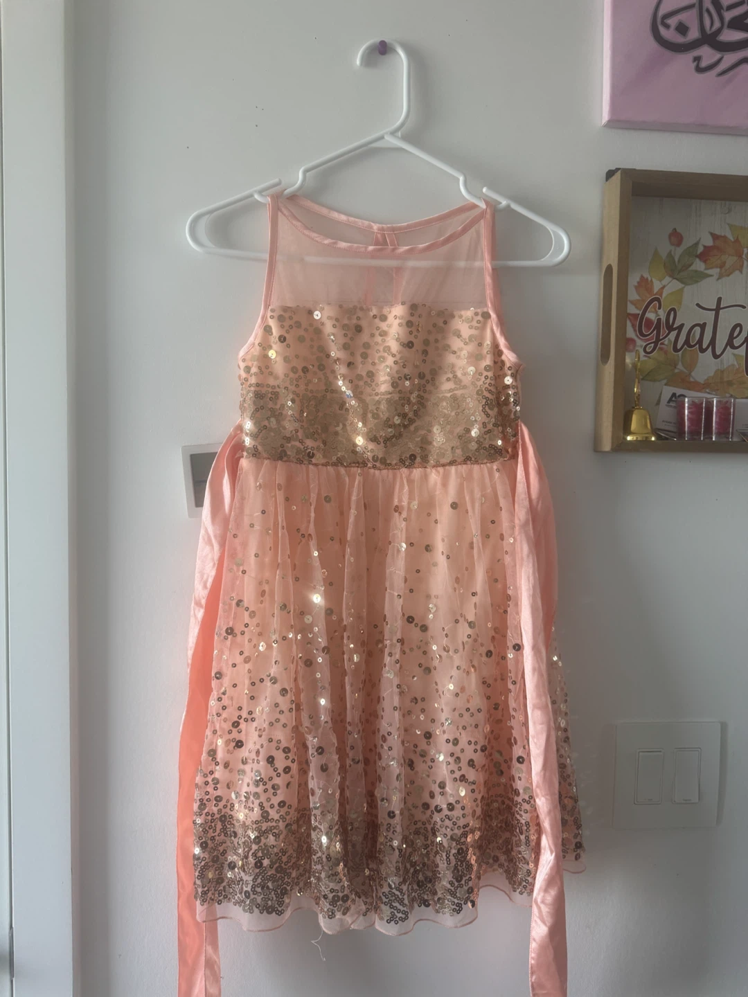 Crystal Doll Girls Peach Sequin Dress Size 10 - photo 2
