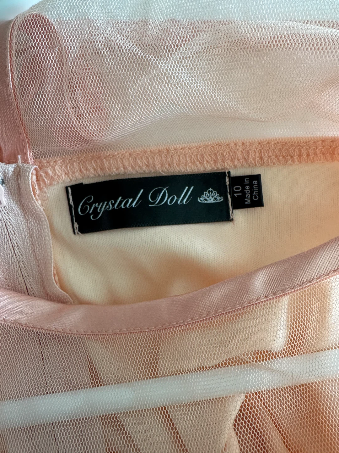 Crystal Doll Girls Peach Sequin Dress Size 10 - photo 3