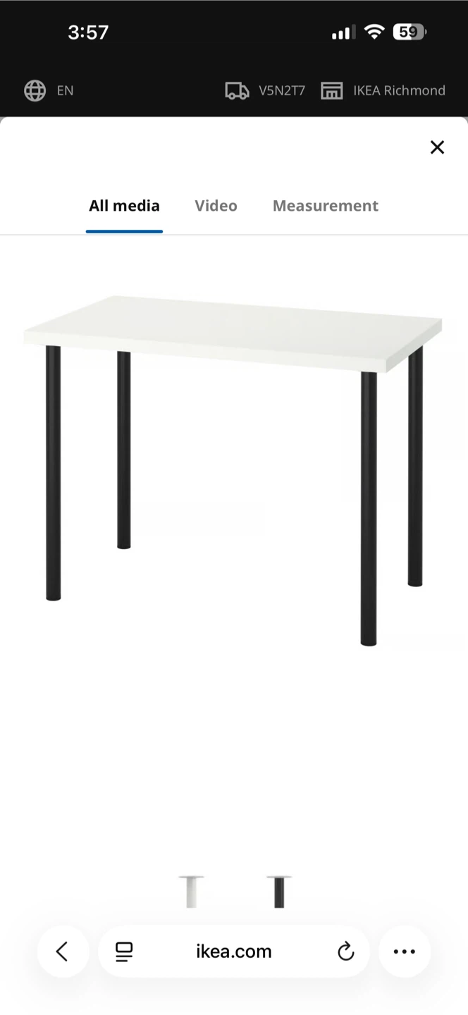 IKEA LINNMON / ADILS Table, White/Black, 100x60 cm - photo 2