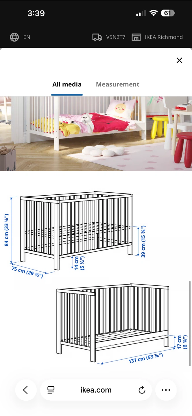 IKEA Gulliver Crib White 70x132 cm