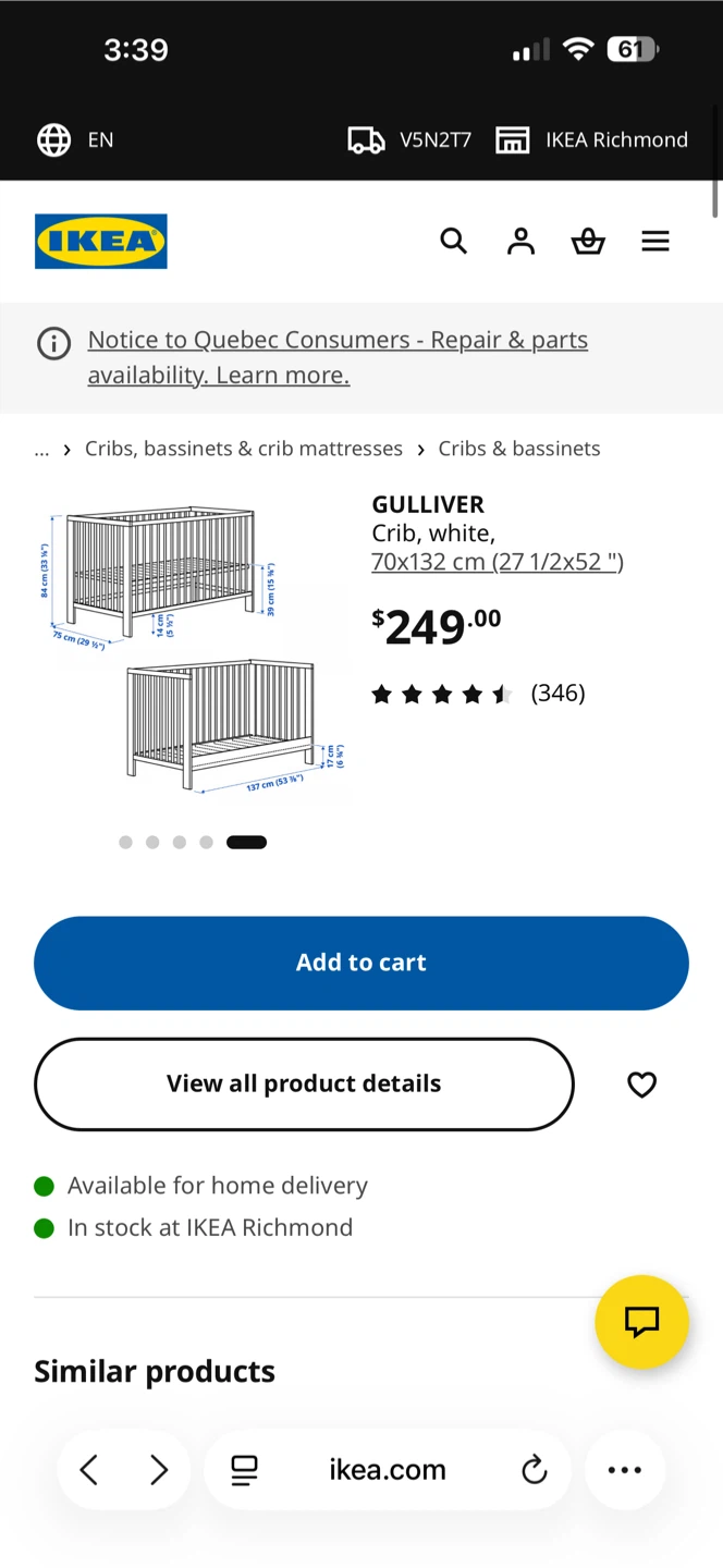 IKEA Gulliver Crib White 70x132 cm - photo 2