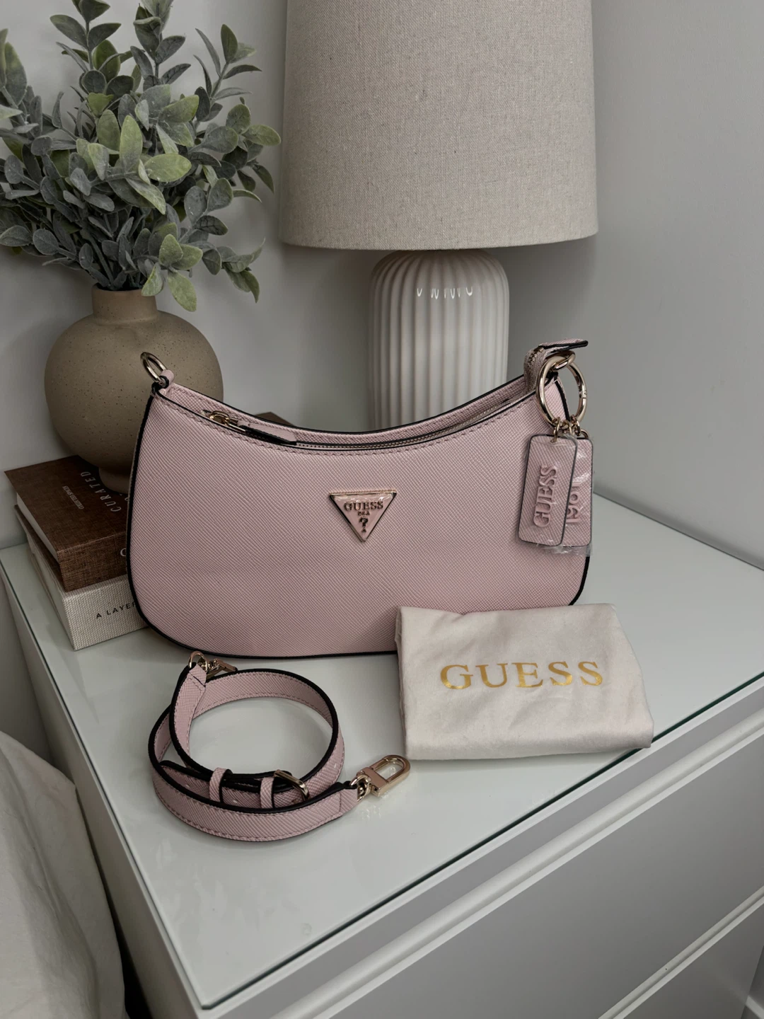 Guess Pink Shoulder Bag with Crossbody Strap – New