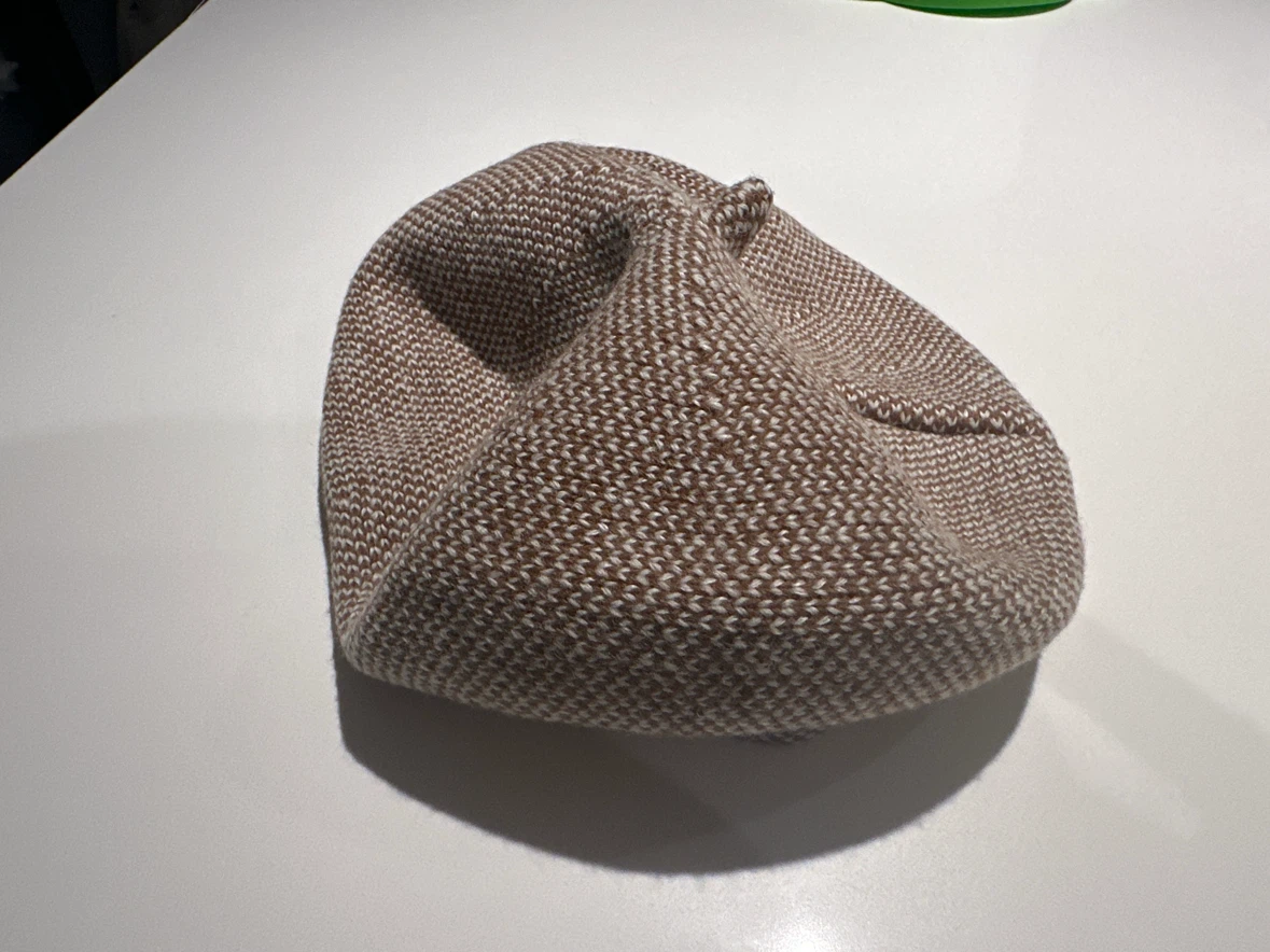 Monoprix Brown and White Houndstooth Beret