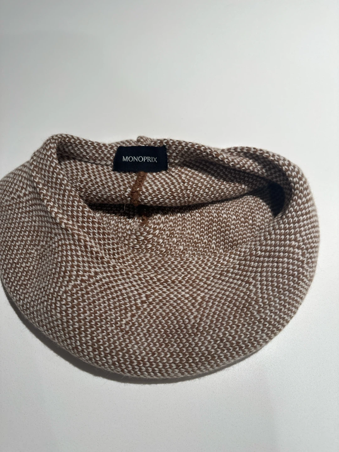 Monoprix Brown and White Houndstooth Beret - photo 2