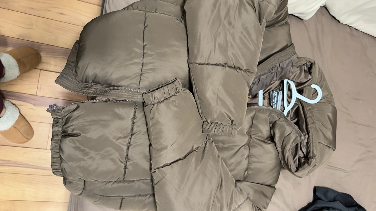 Men’s Brown Puffer Jacket with Hood
