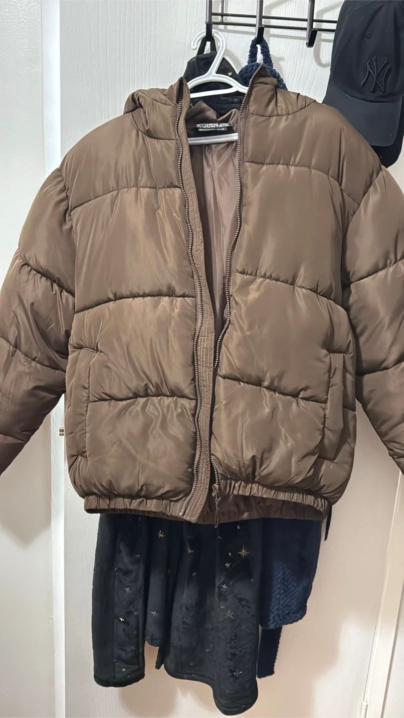 Men’s Brown Puffer Jacket with Hood - photo 3