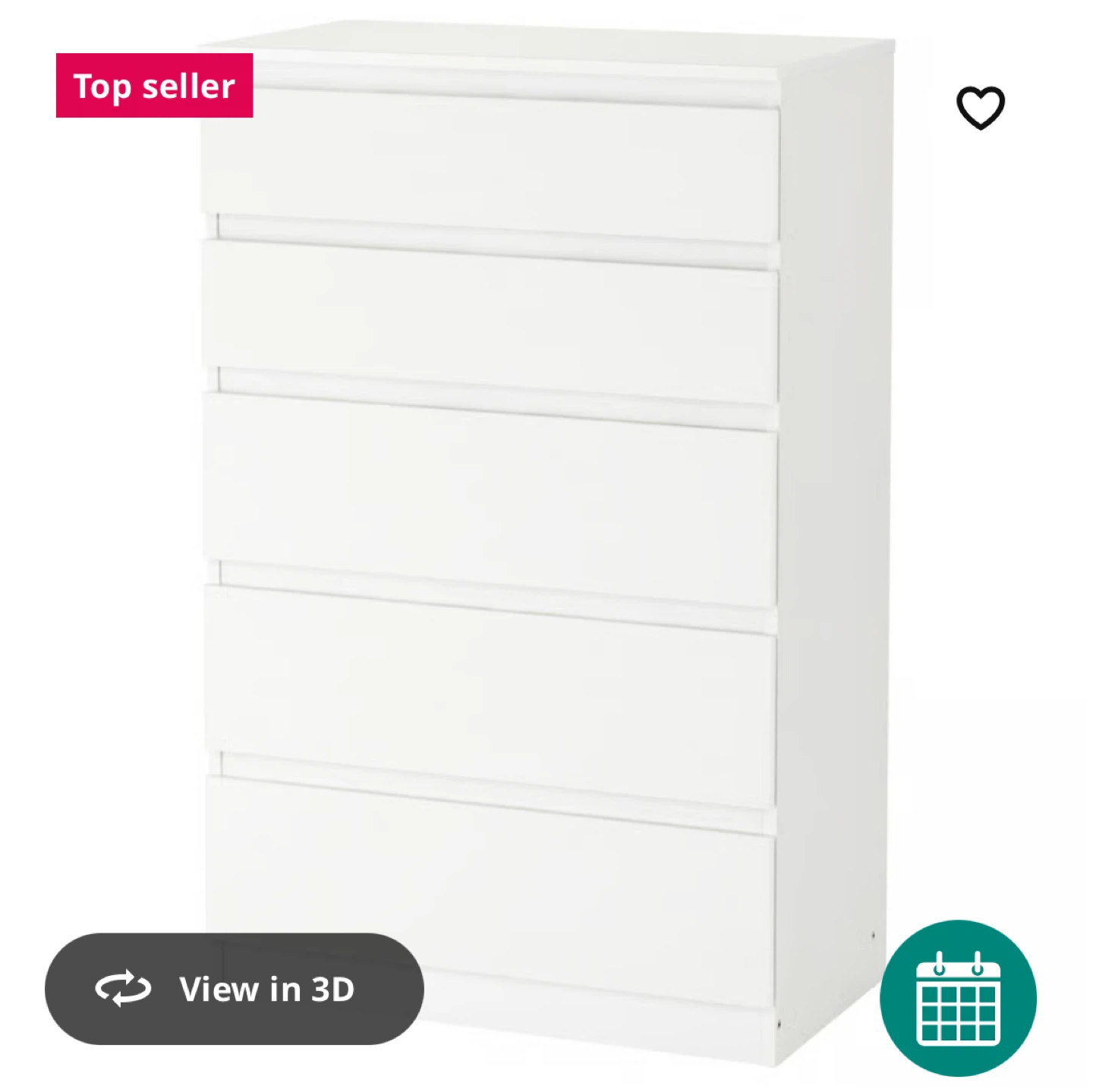 IKEA kullen White 5-Drawer Chest of Drawers