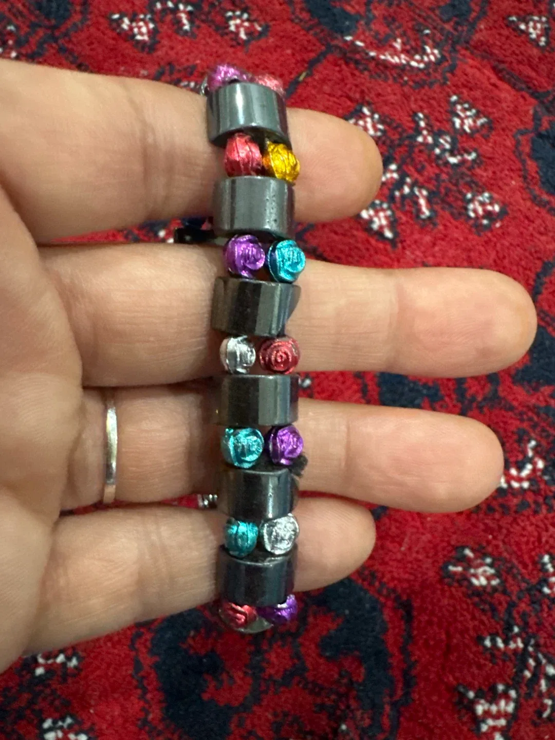 Magnetic Hematite Bracelet with Colourful Beads