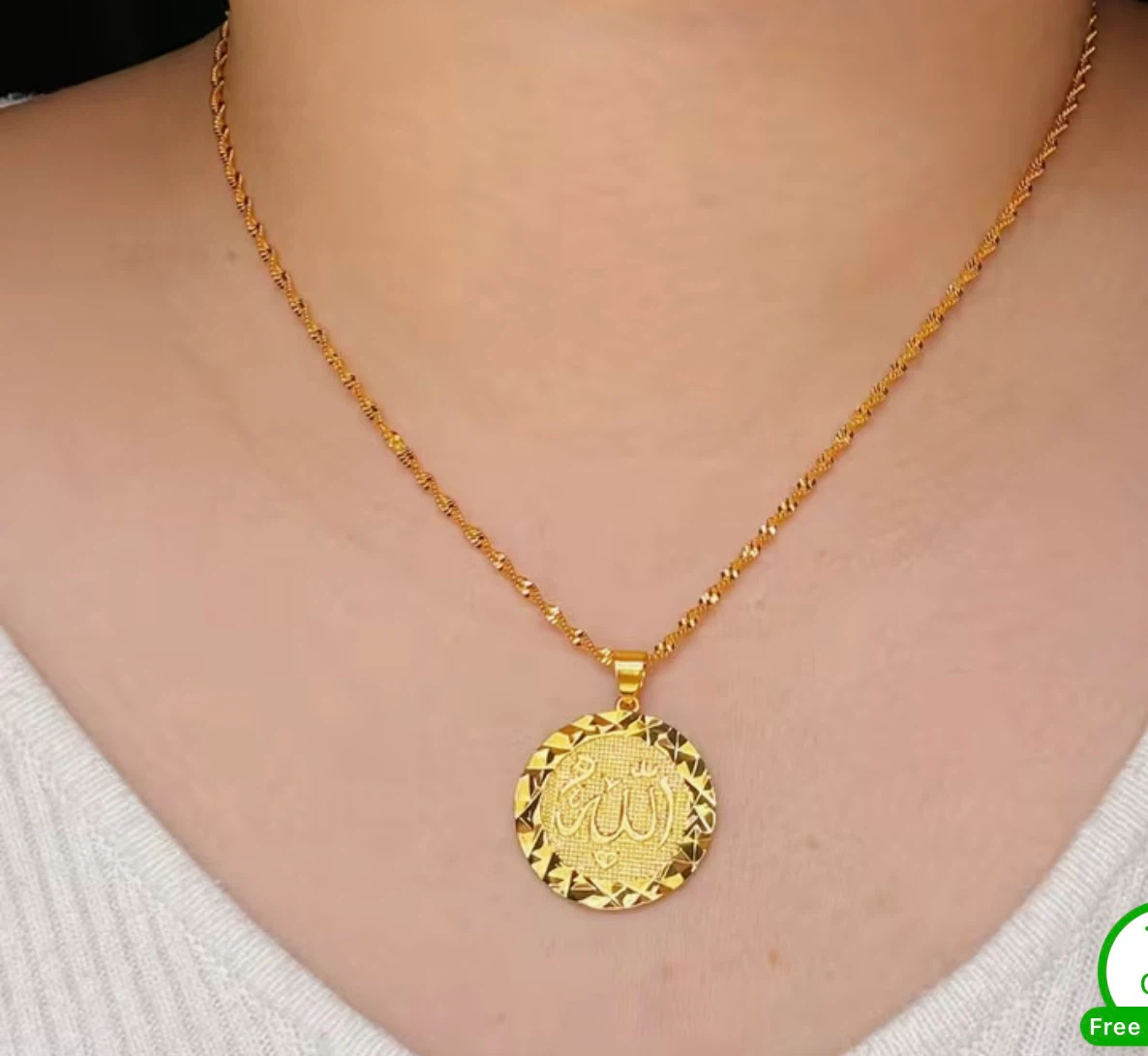 24K Plated Gold Arabic Calligraphy Pendant Necklace