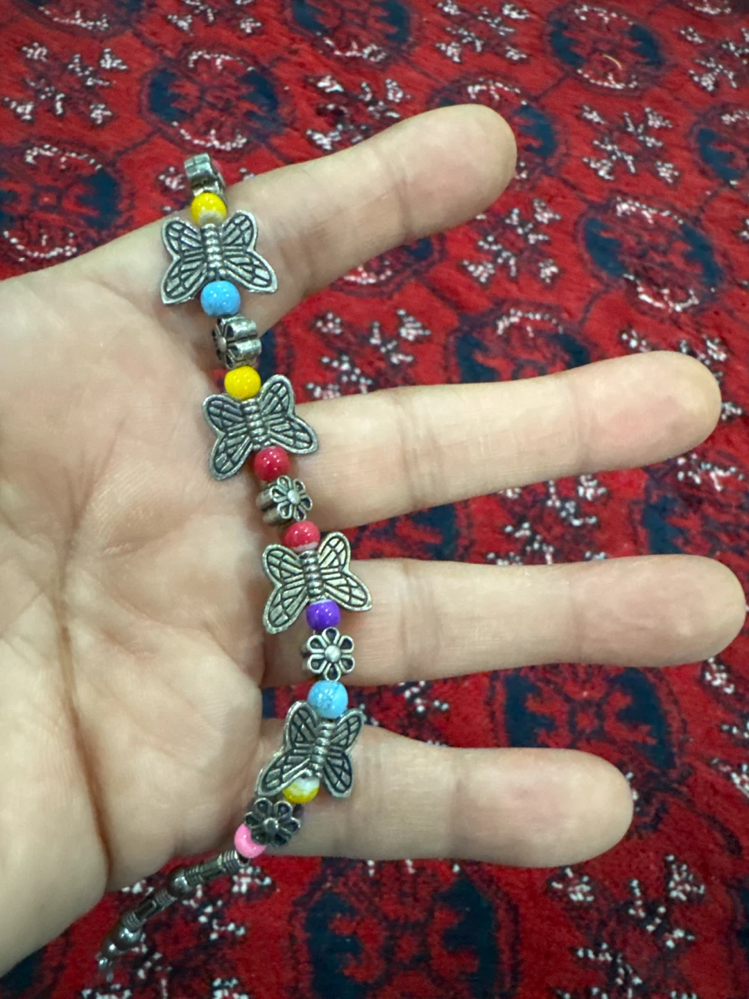 Beaded Butterfly Charm Bracelet