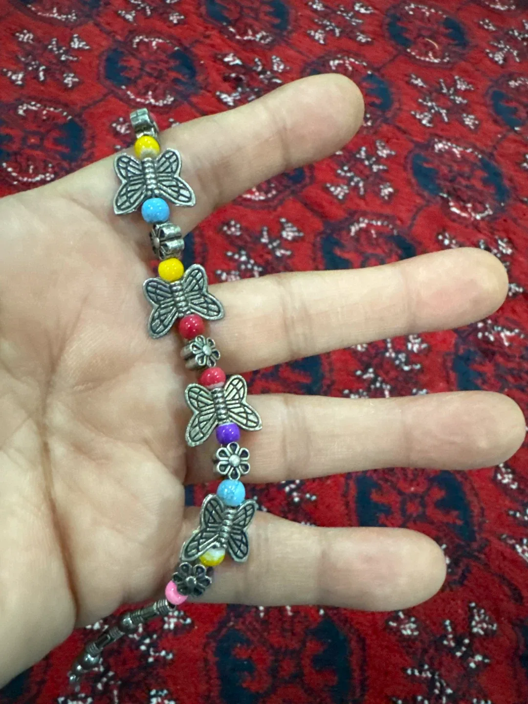 Beaded Butterfly Charm Bracelet
