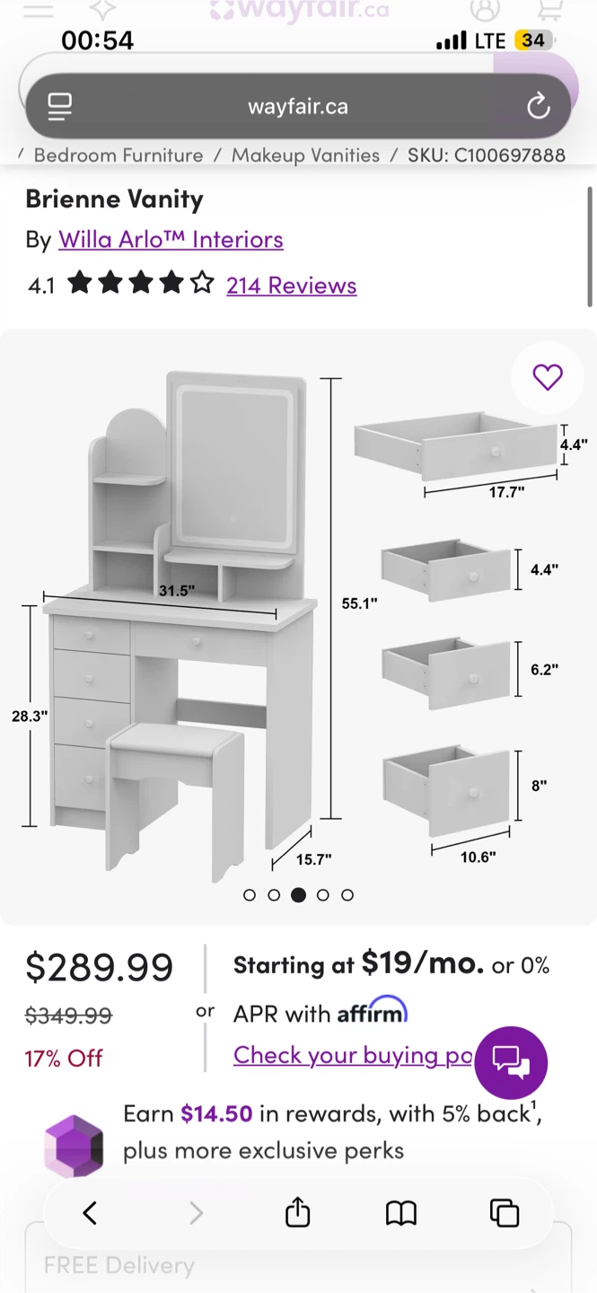 Willa Arlo Brienne Vanity with Lighted Mirror - photo 2