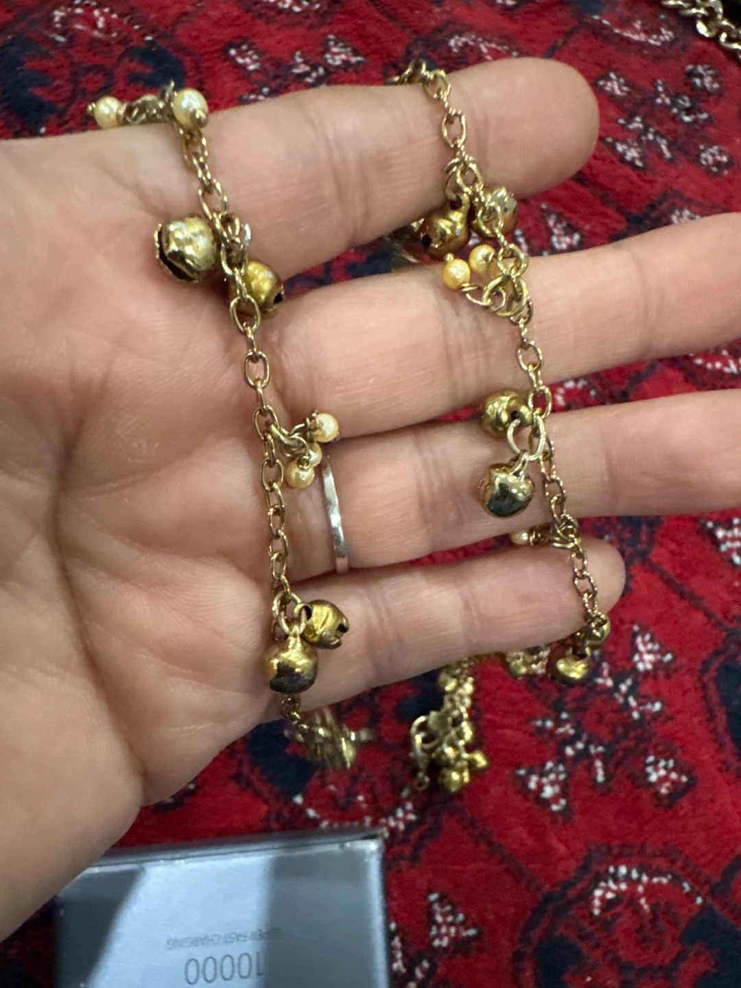 Gold-tone Anklet with Bells and Pearls - photo 3