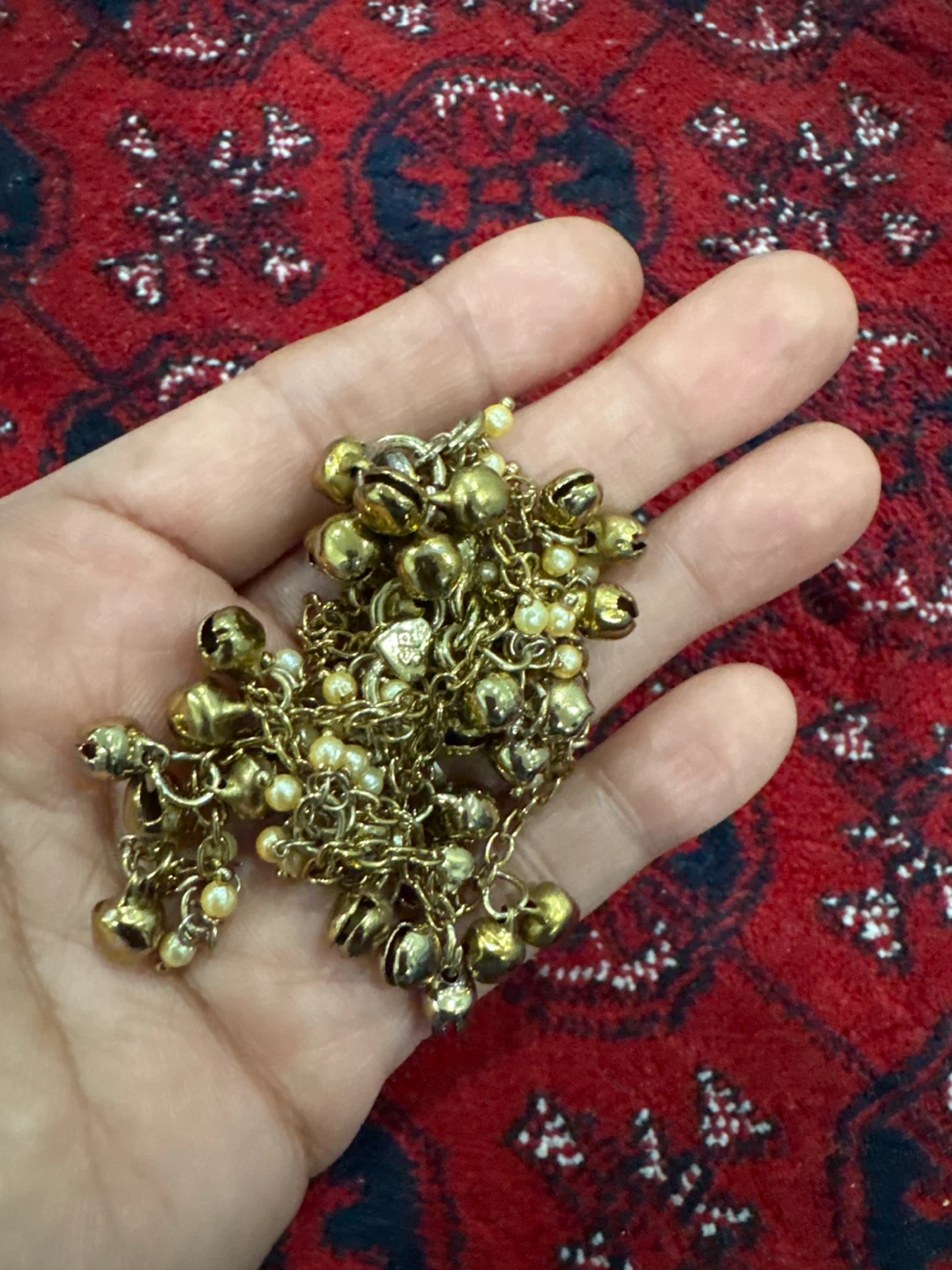 Gold-tone Anklet with Bells and Pearls - photo 4