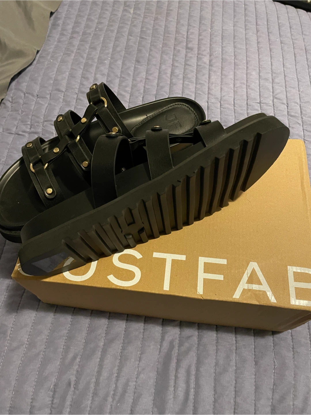 Black Just Fab Strappy Sandals