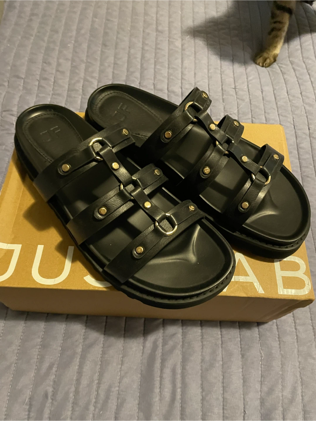 Black Just Fab Strappy Sandals - photo 3