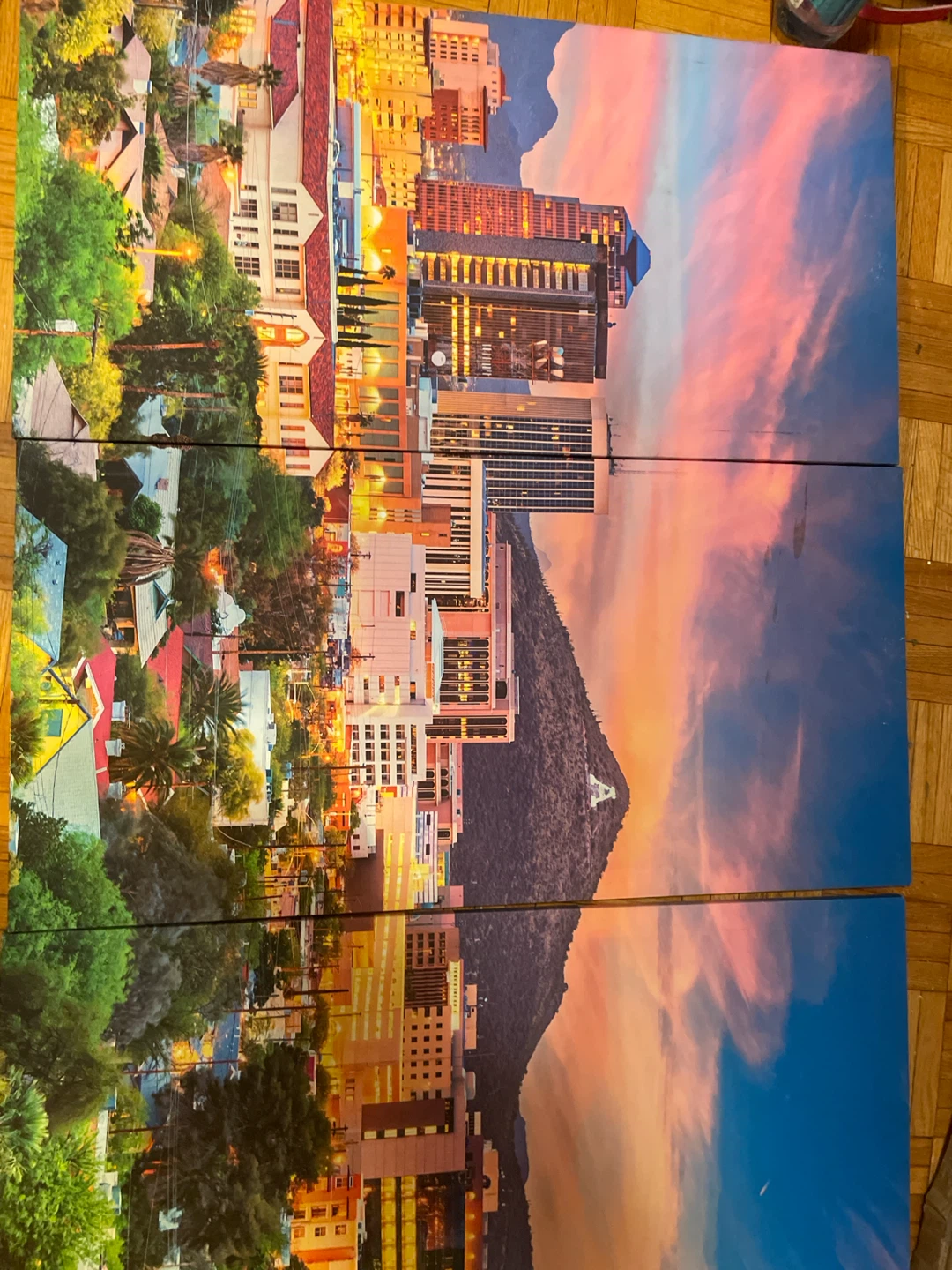 Triptych Canvas Print of City Skyline at Sunset - photo 3