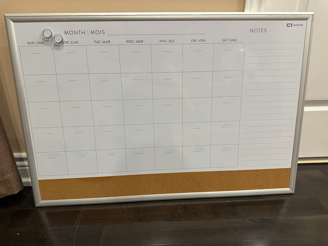 Quartet Monthly Calendar Board with Cork Strip